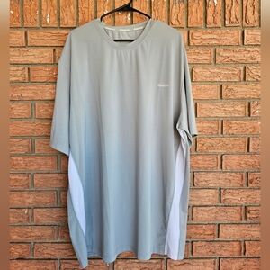 Reebok Men's Gray and White Striped Hydromove Athletic T-Shirt 3XL